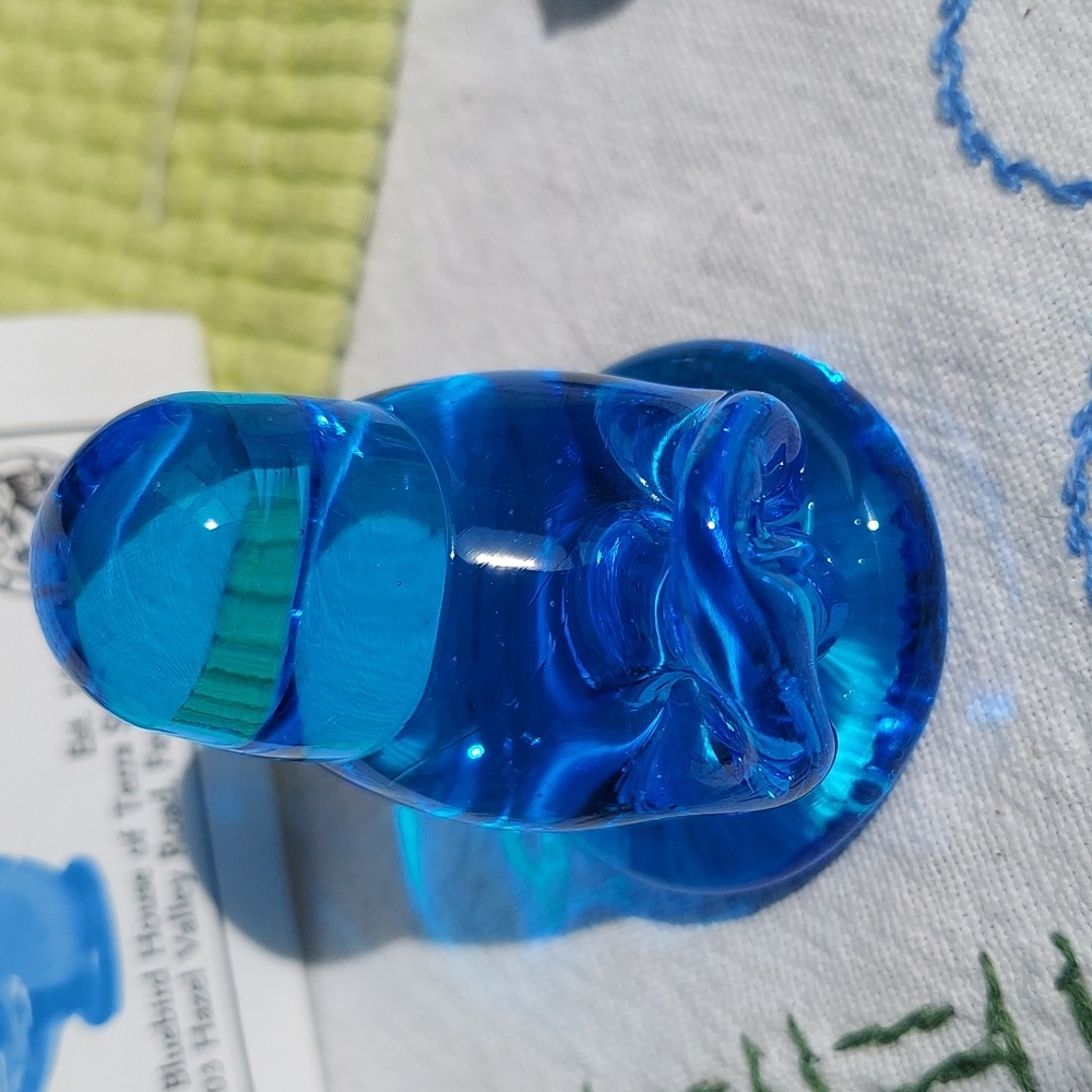 *SOLD* 2 Signed Leo Ward Bluebird of Happiness Blue Crystal Glass 1993-94 Papers - Picture 9 of 16